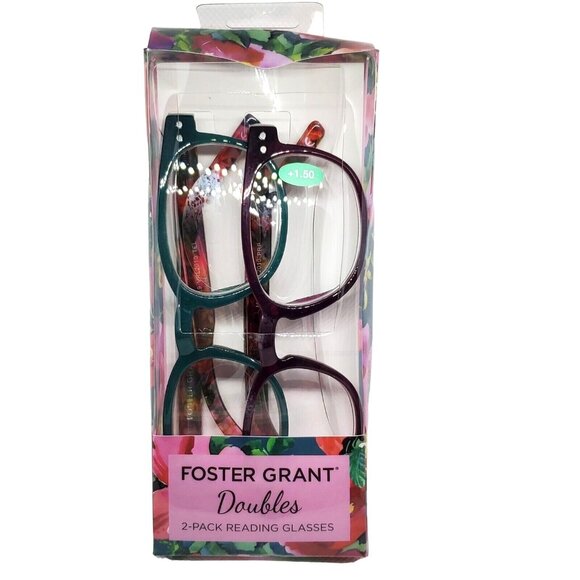 Foster Grant Doubles 2 Pack FGX +1.50 Hair Notions Designer Reading Glasses - Picture 1 of 10